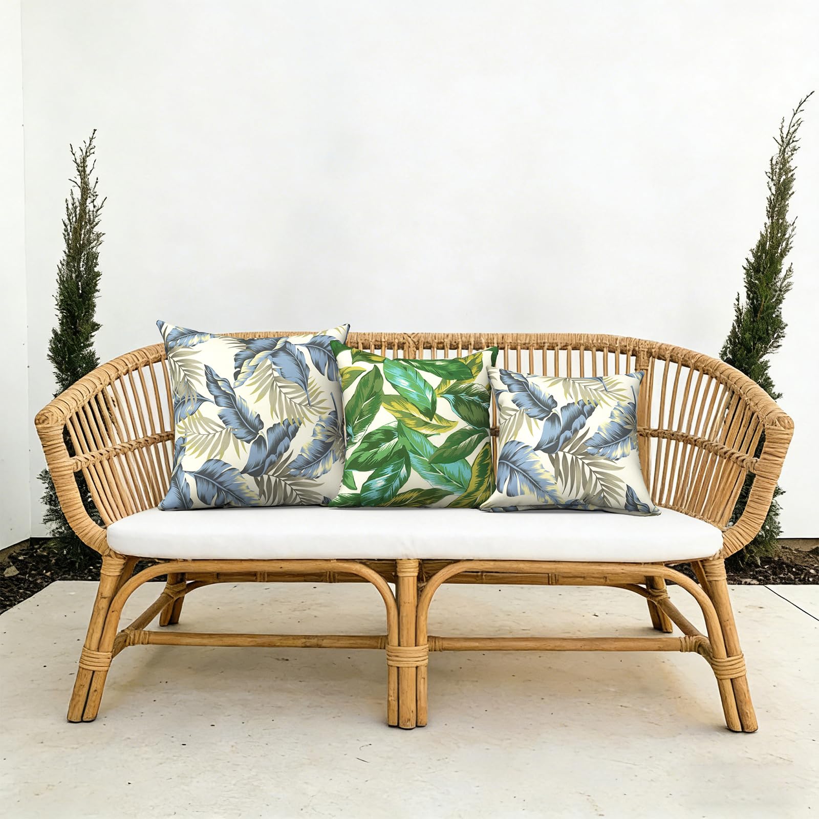 TWLEAR Outdoor Throw Pillow Lush Palm Blue packaging view