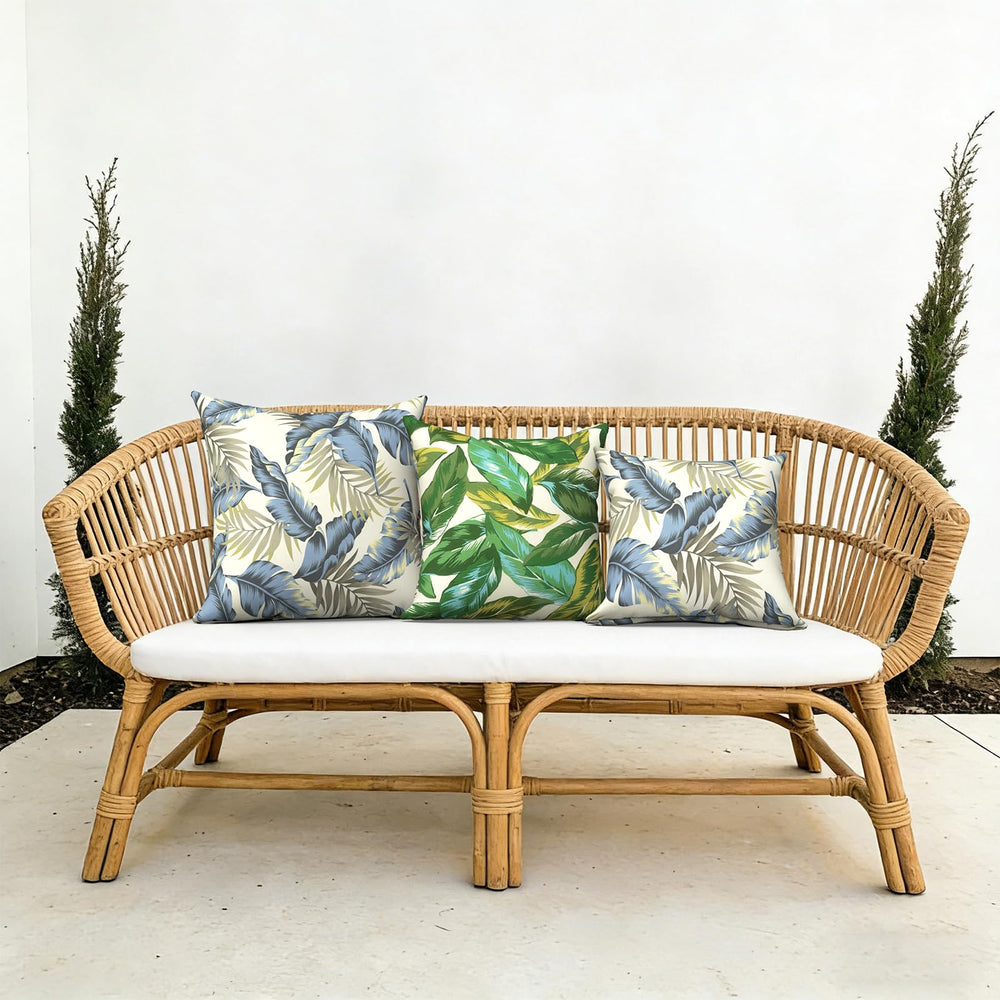 TWLEAR Outdoor Throw Pillow Lush Palm Blue packaging view