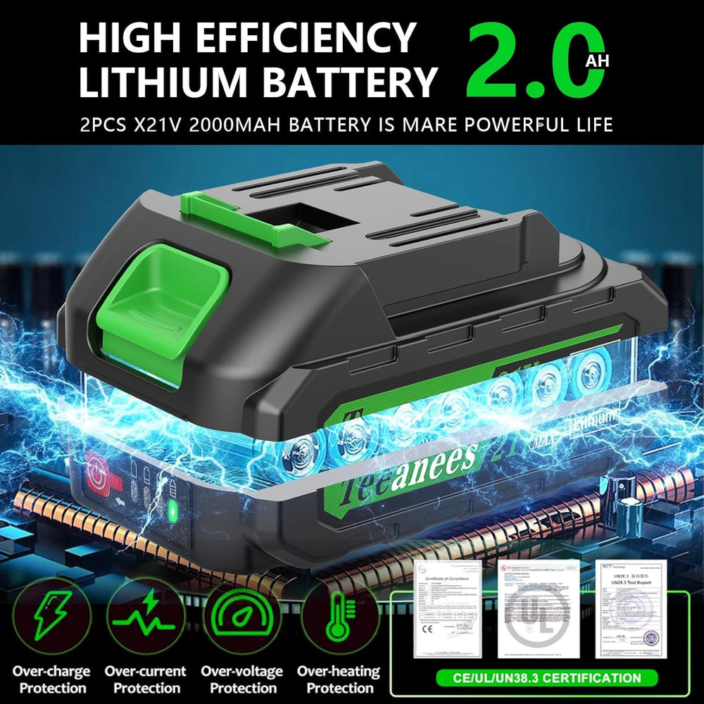 Two 2000mAh batteries for TEEANEES Mini Chainsaw