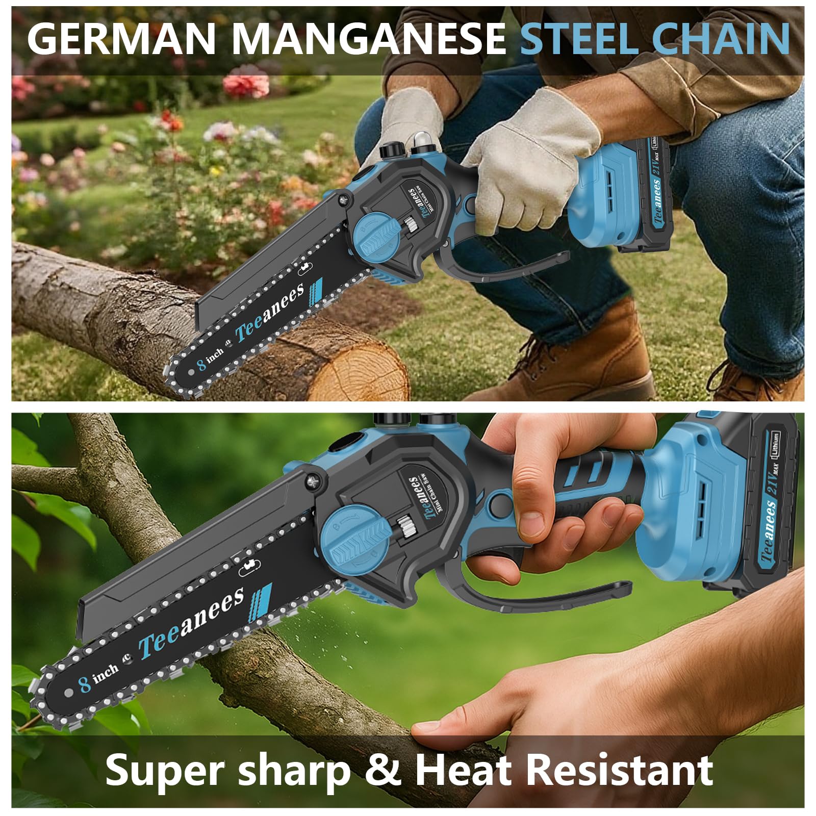 Two 2000mAh batteries for TEEANEES Mini Chainsaw with power indicator