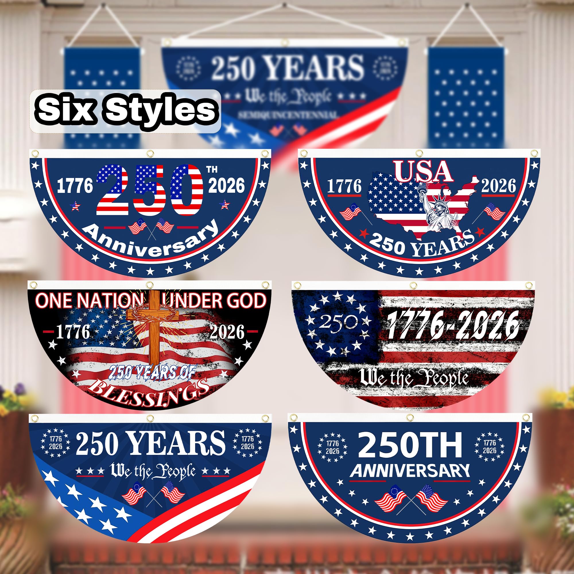 Two 250th Anniversary USA Flags side by side