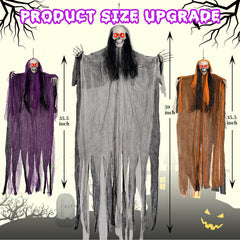 Two 35.5 inch skeleton ghosts with glowing red eyes