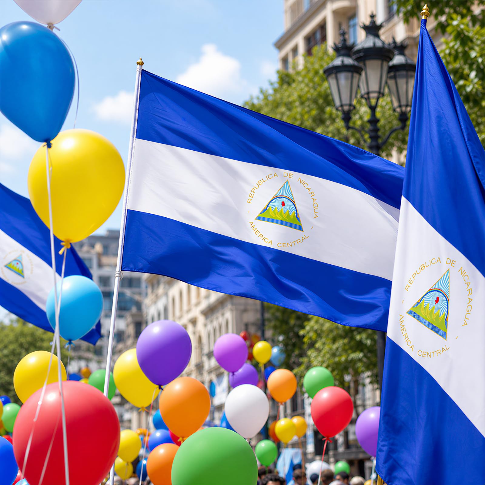 Two AhfuLife Nicaragua flags displayed together