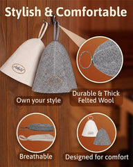 Two ASKOLD wool sauna hats displayed together