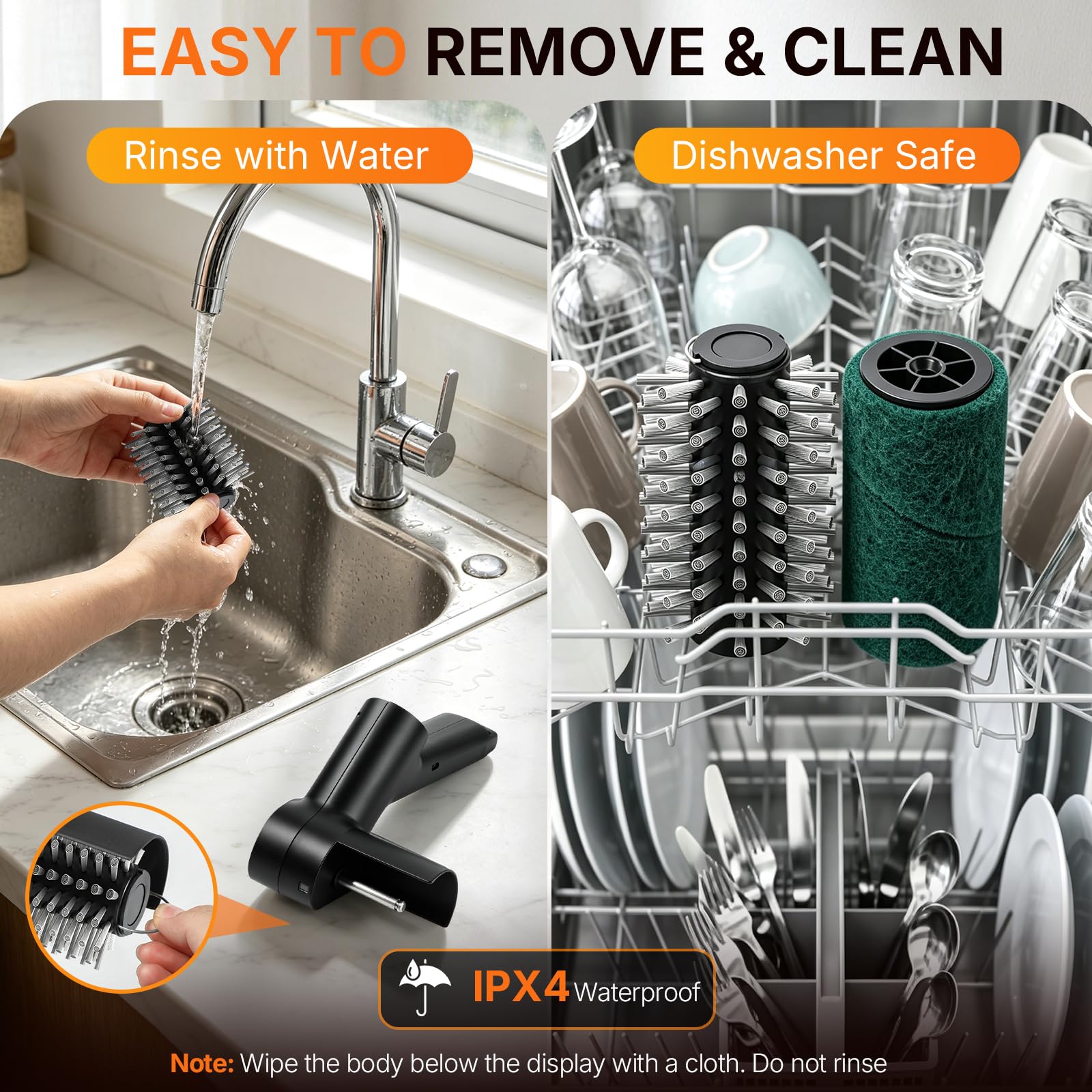Two attachments of Cook Time Electric Grill Brush side by side