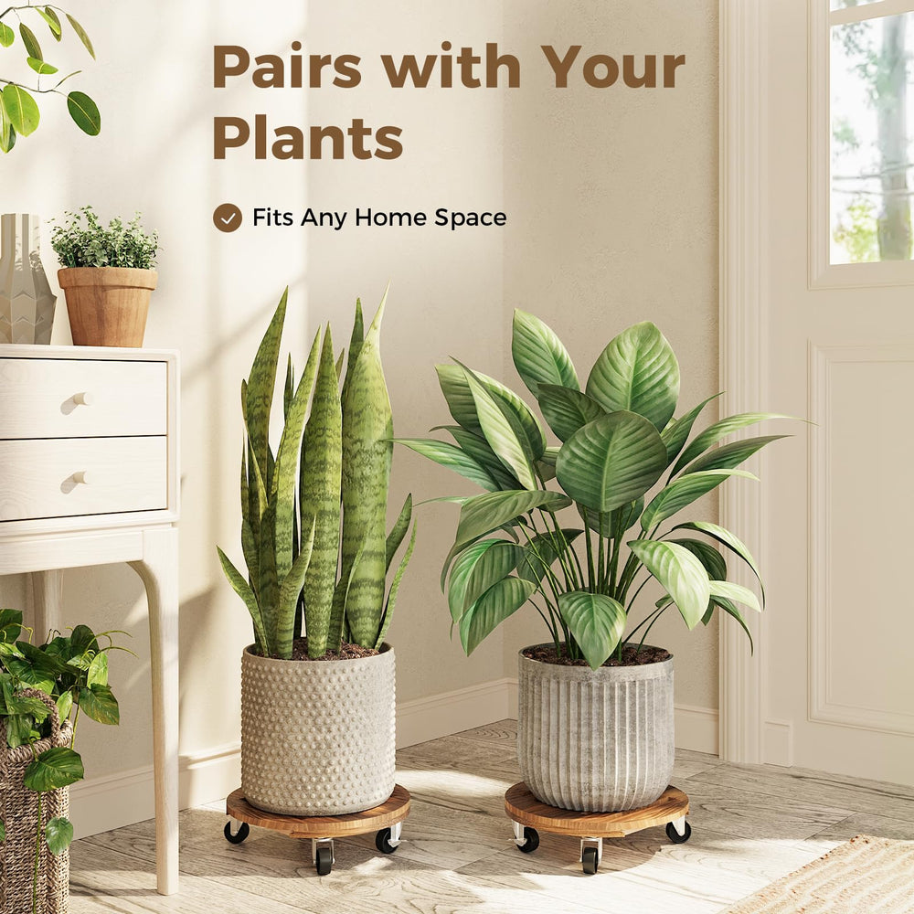 Two Bamworld Plant Caddies stacked, highlighting rustic finish