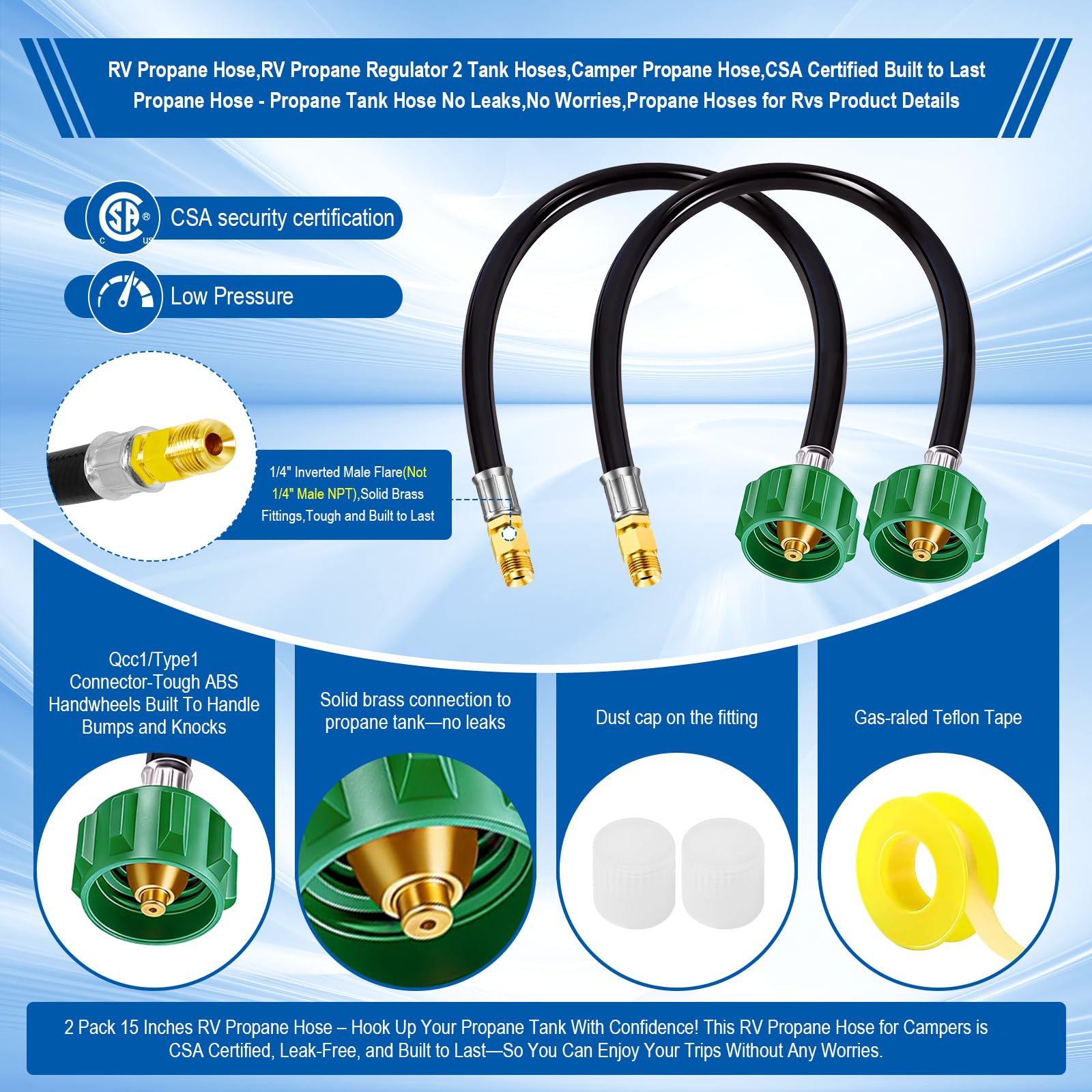 Two BBQHKCX propane hoses packaged together