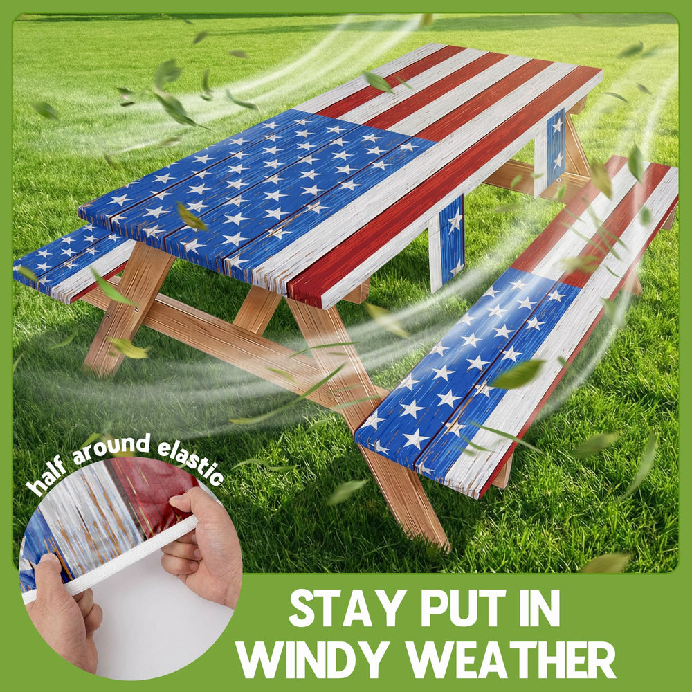 Two bench covers included with picnic table cover set