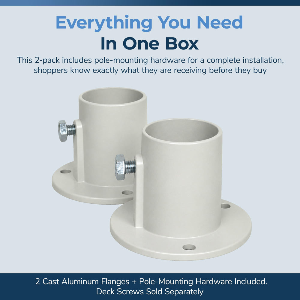 Two Blue Wave pool ladder flanges with hardware