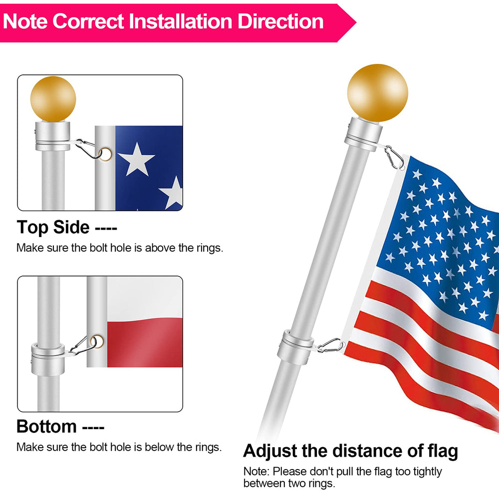 Two BONWIN flag pole clips and carabiners package