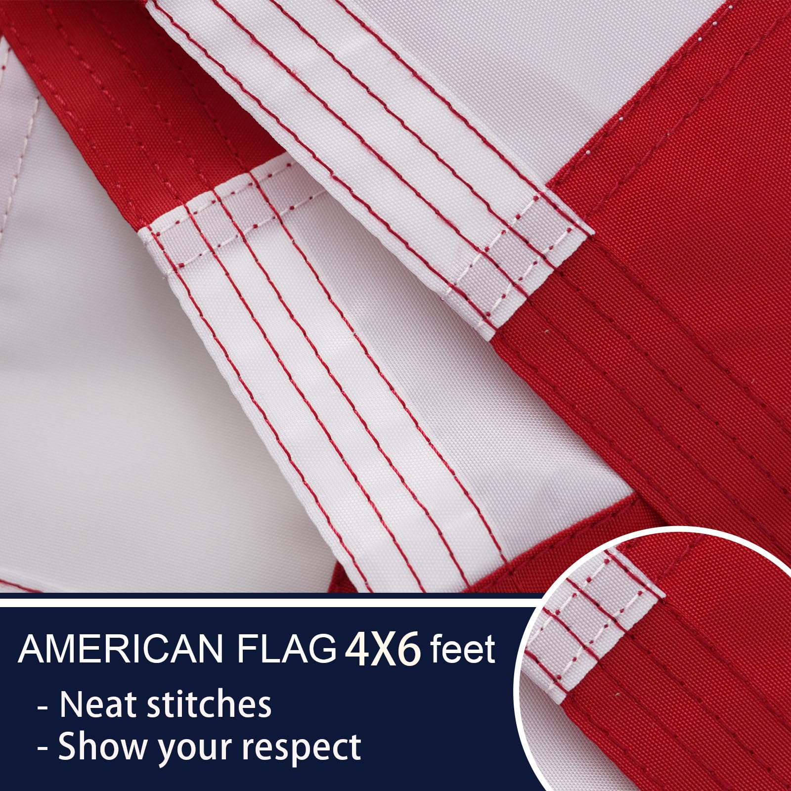 Two brass grommets on Bradford American Flag for secure attachment