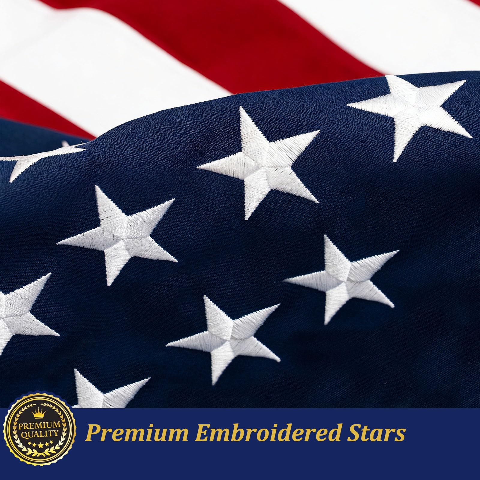 Two brass grommets on TOPFLAGS American Flag for easy hanging