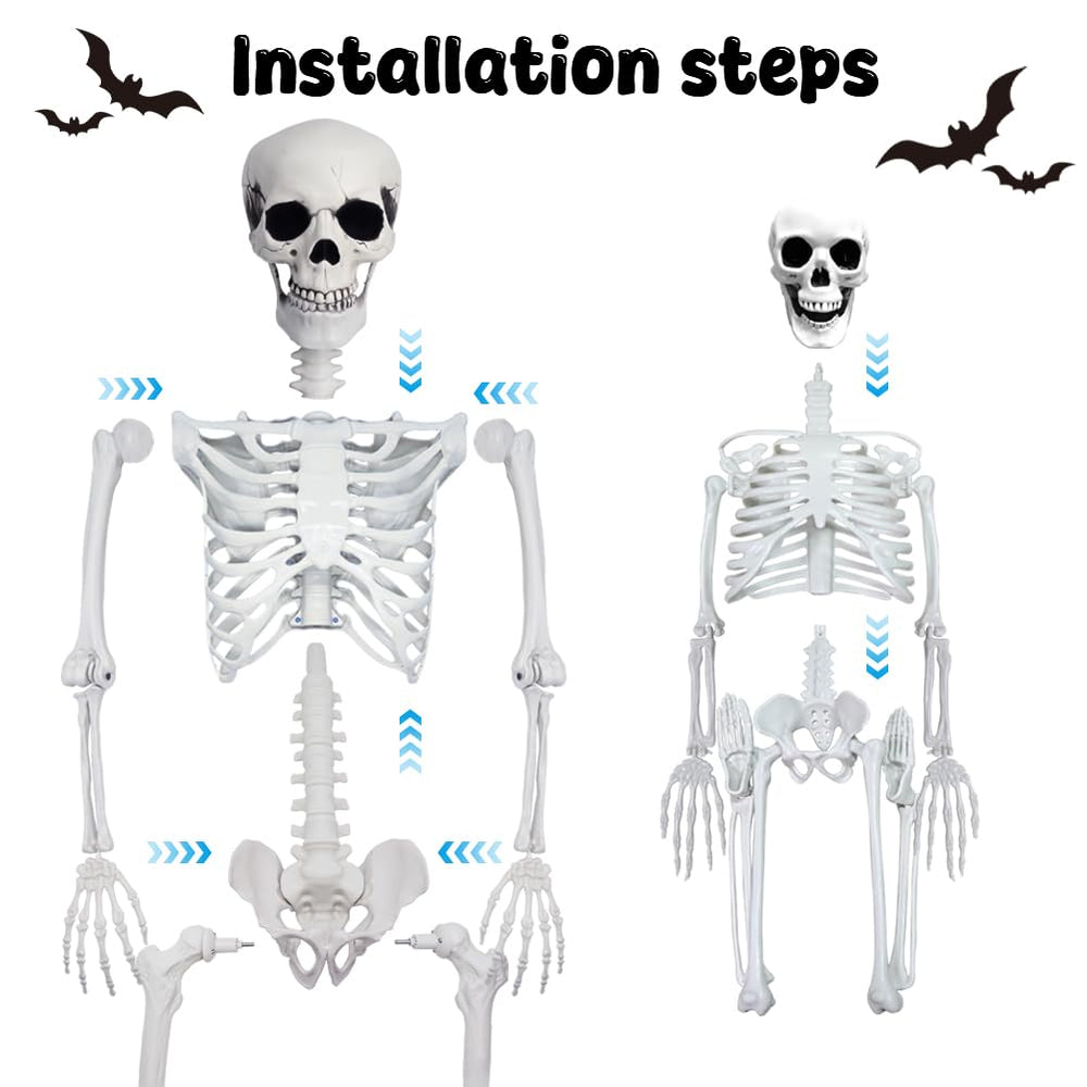 Two CAMIRUS skeletons side by side for Halloween decoration