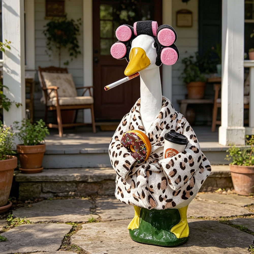 Two CHAONENG leopard print outfits displayed on a standard goose