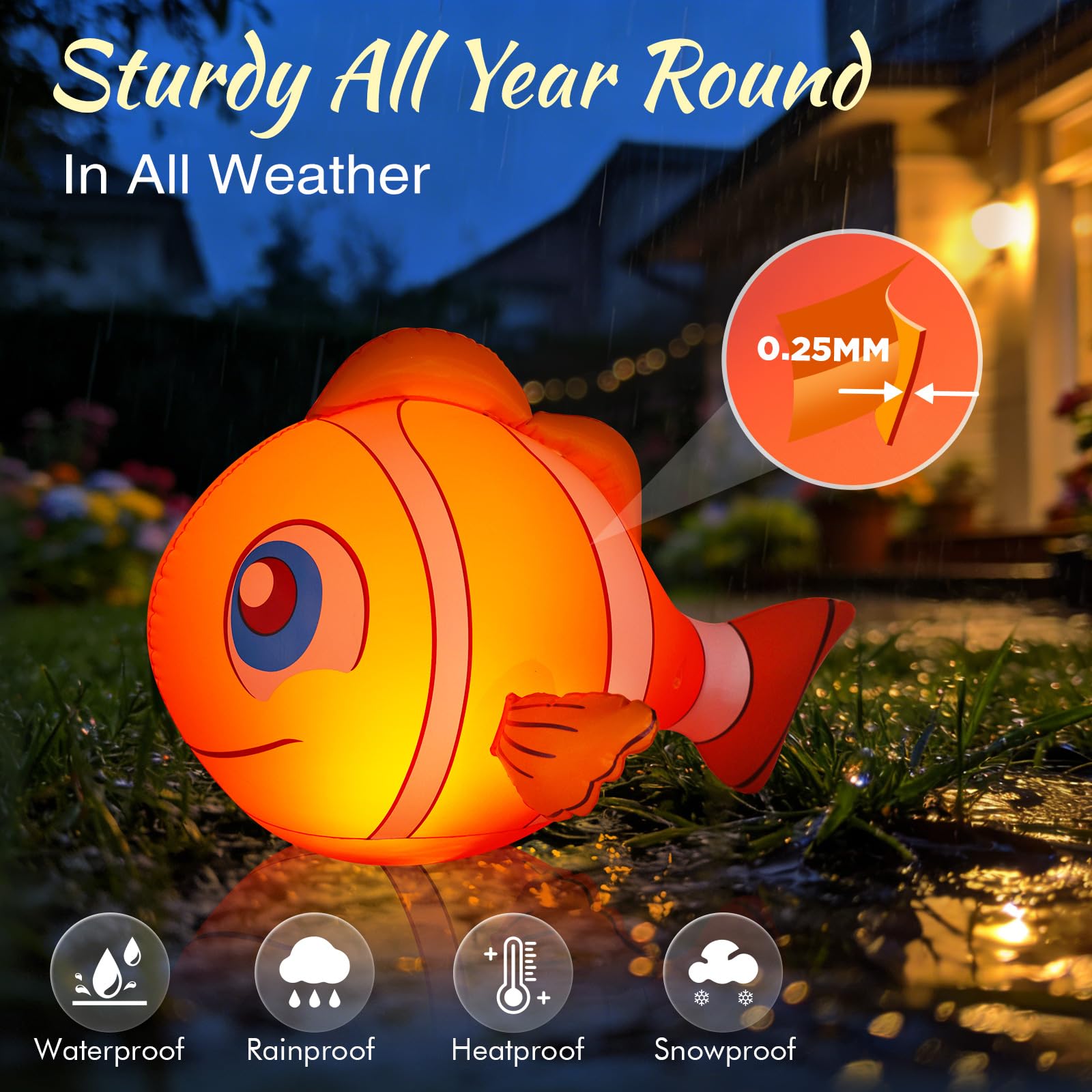 Two Cootway Clownfish Floating Pool Lights together on water