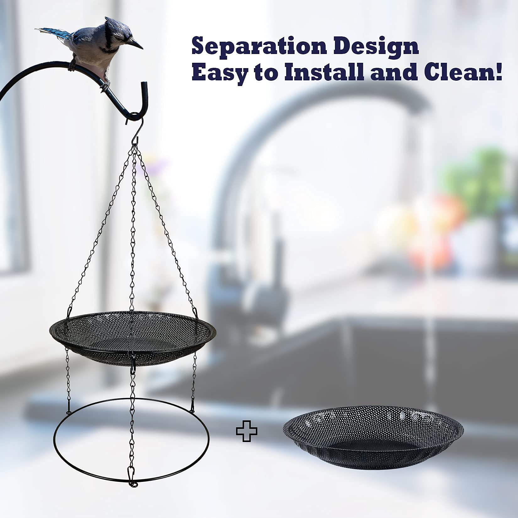Two CQAIRIOU bird feeder trays stacked together