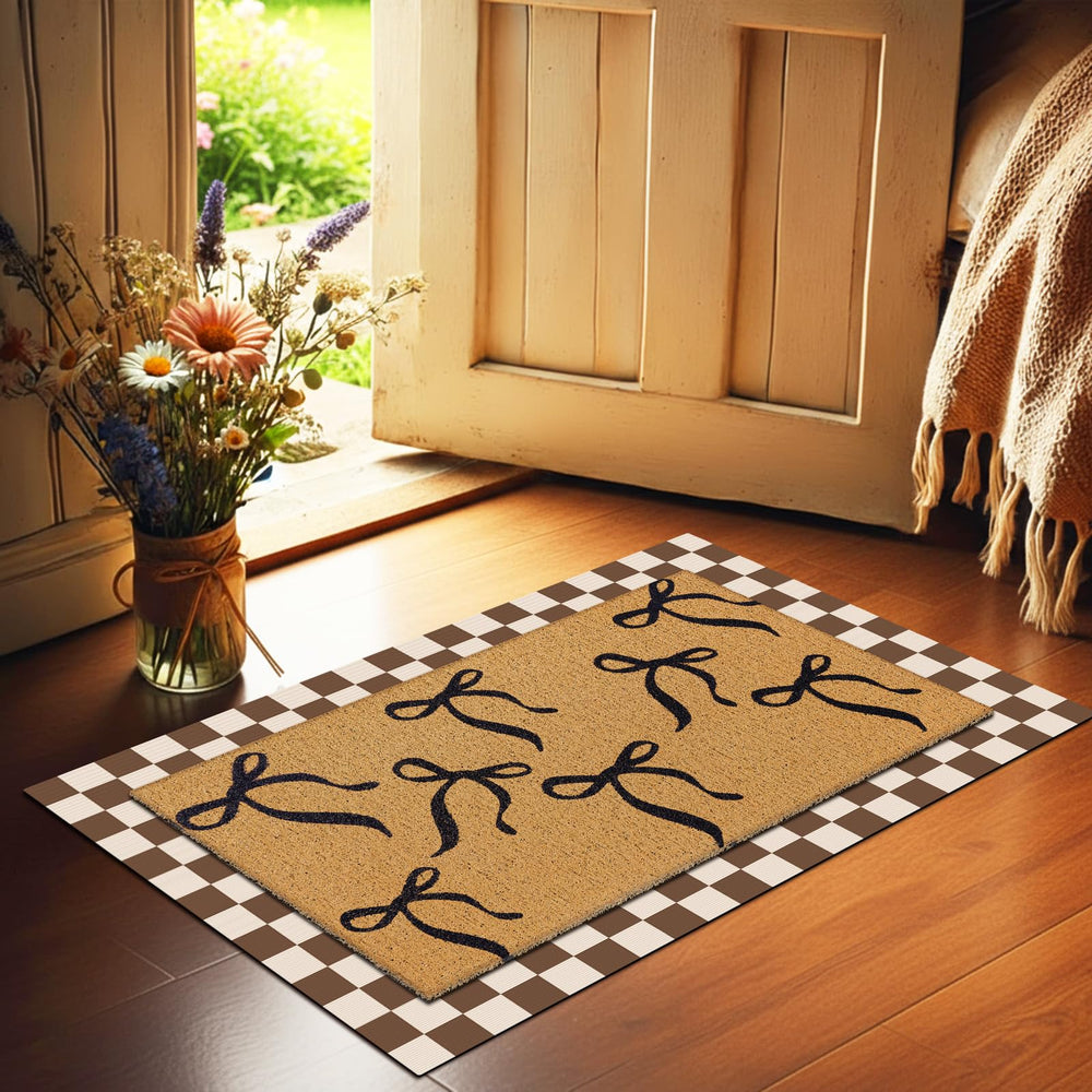Two doormats from Tinideya set side by side