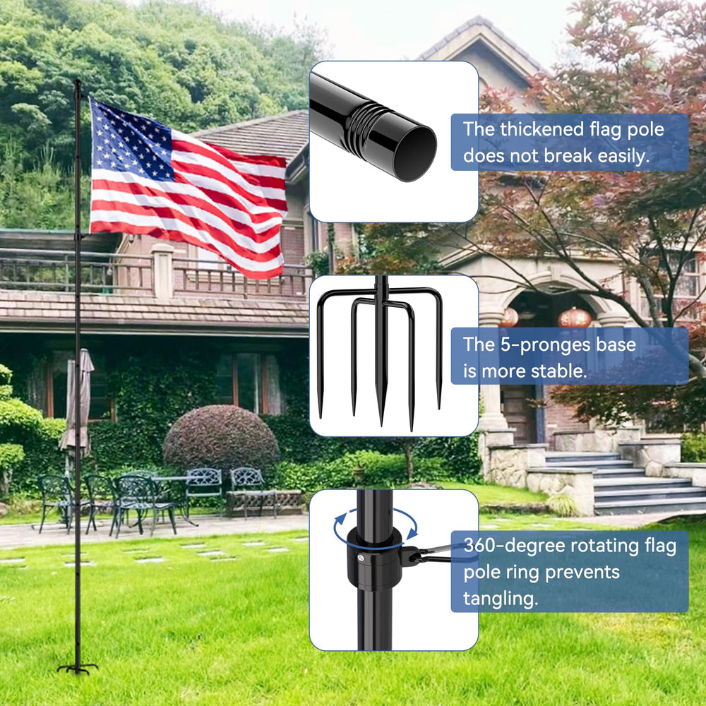 Two flags displayed on ZMTECH 10 FT flagpole