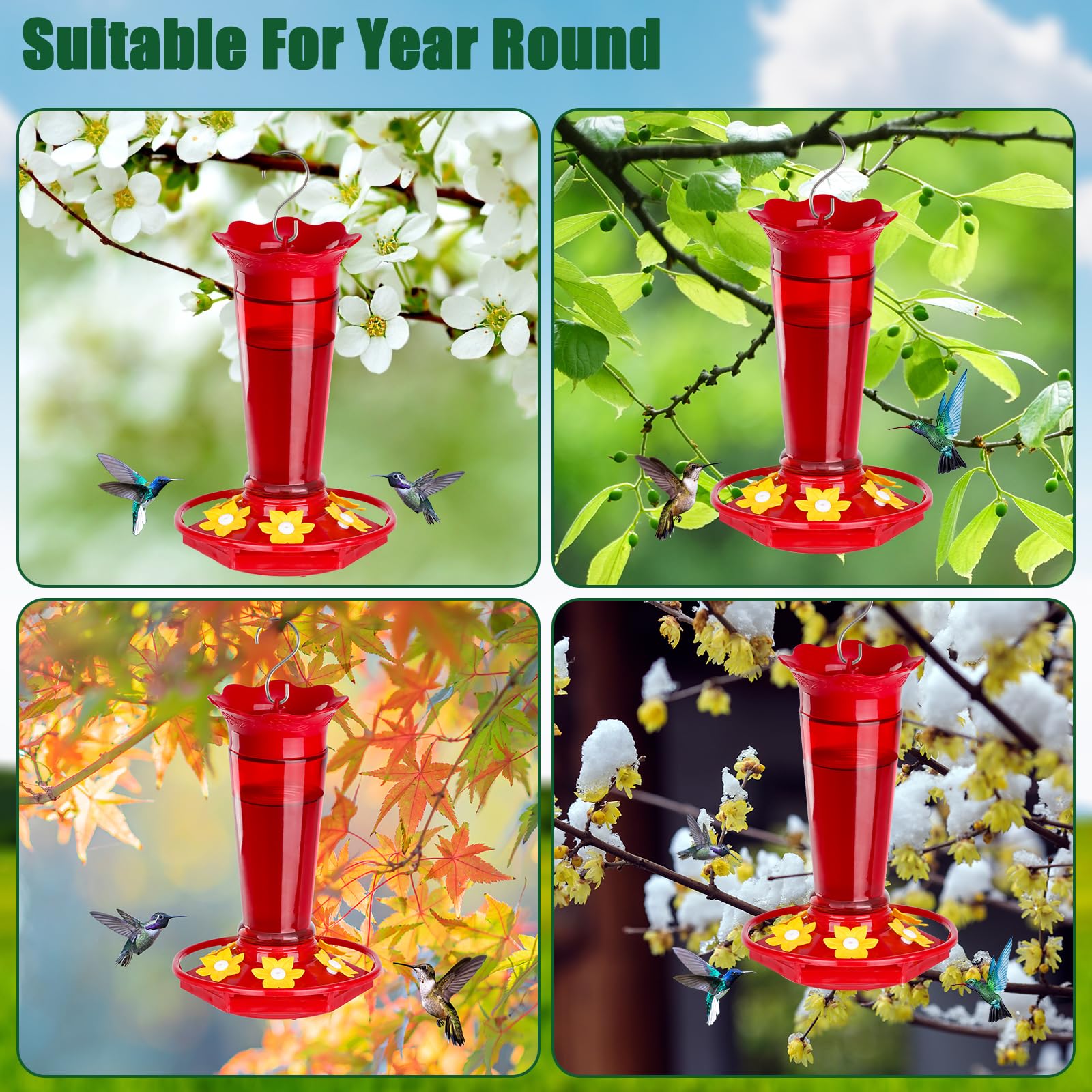 Two Gbekery hummingbird feeders with hooks included