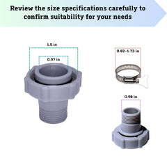 Two GekLiGuLu Pool Drain Adapters with hose clamps
