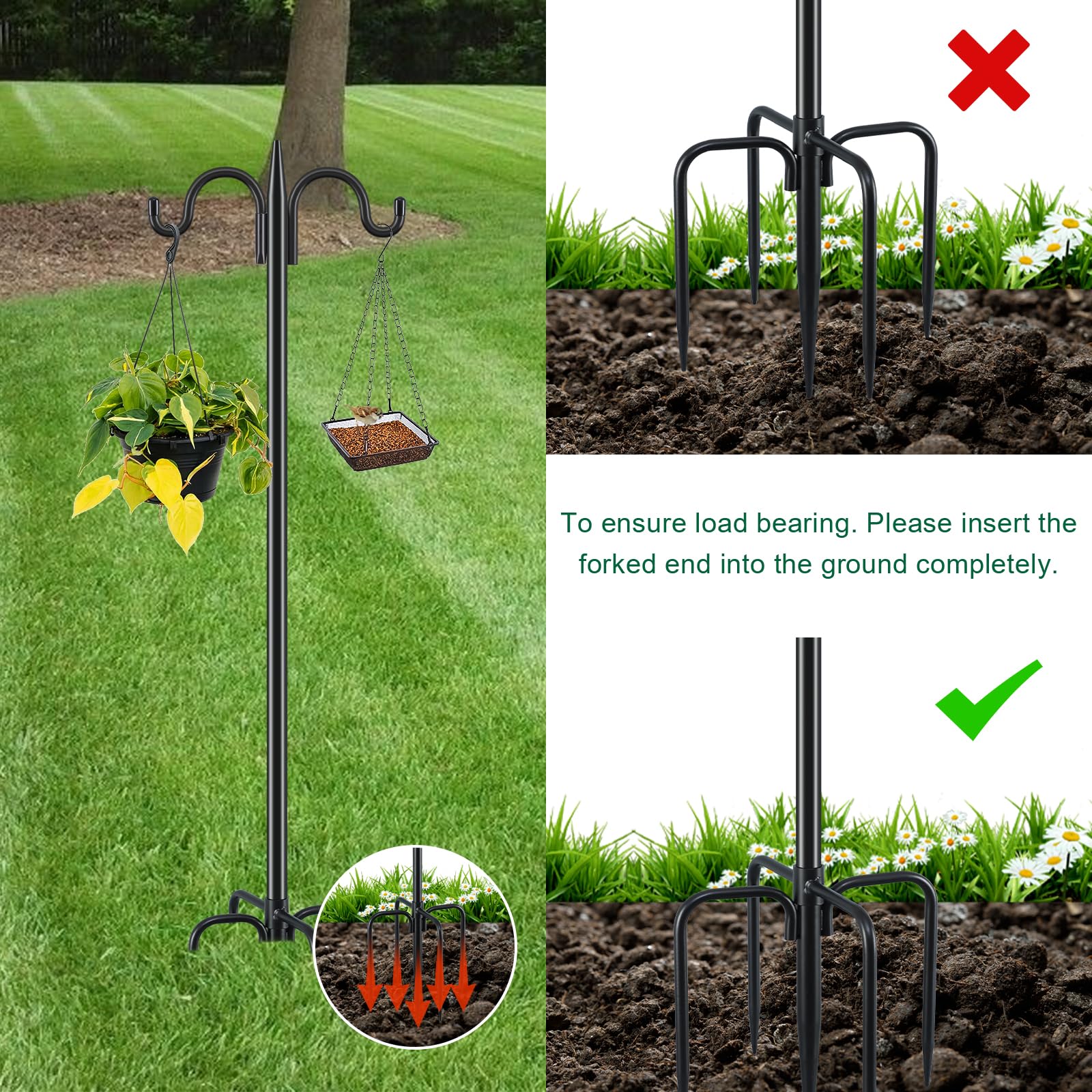 Two Gtongoko Bird Feeder Poles installed in a garden