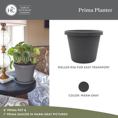 Two HC Companies round planter pots in warm gray