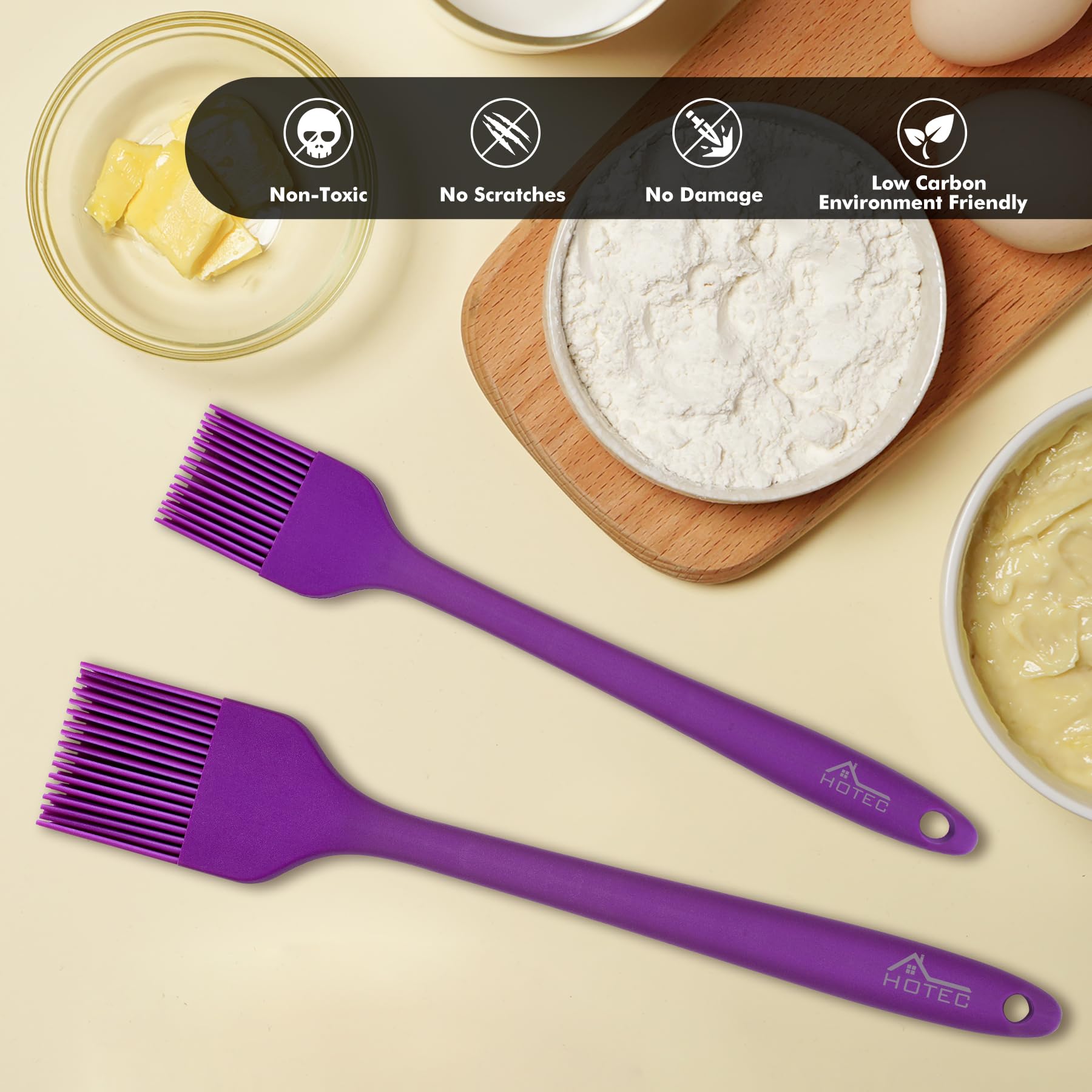 Two HOTEC silicone basting brushes together showing size difference