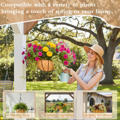 Two JFFLYIT hanging baskets displayed outdoors with flowers