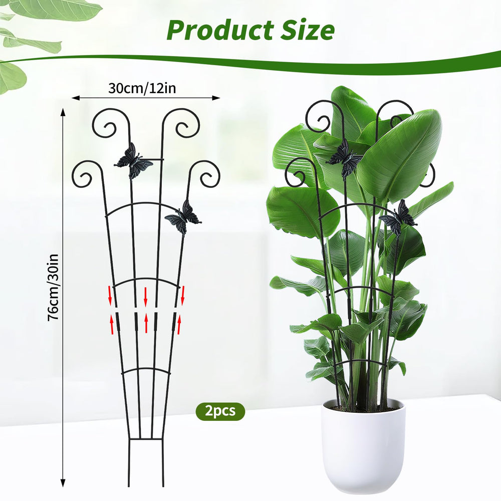 Two JJSHUANL plant trellises assembled with potted plants