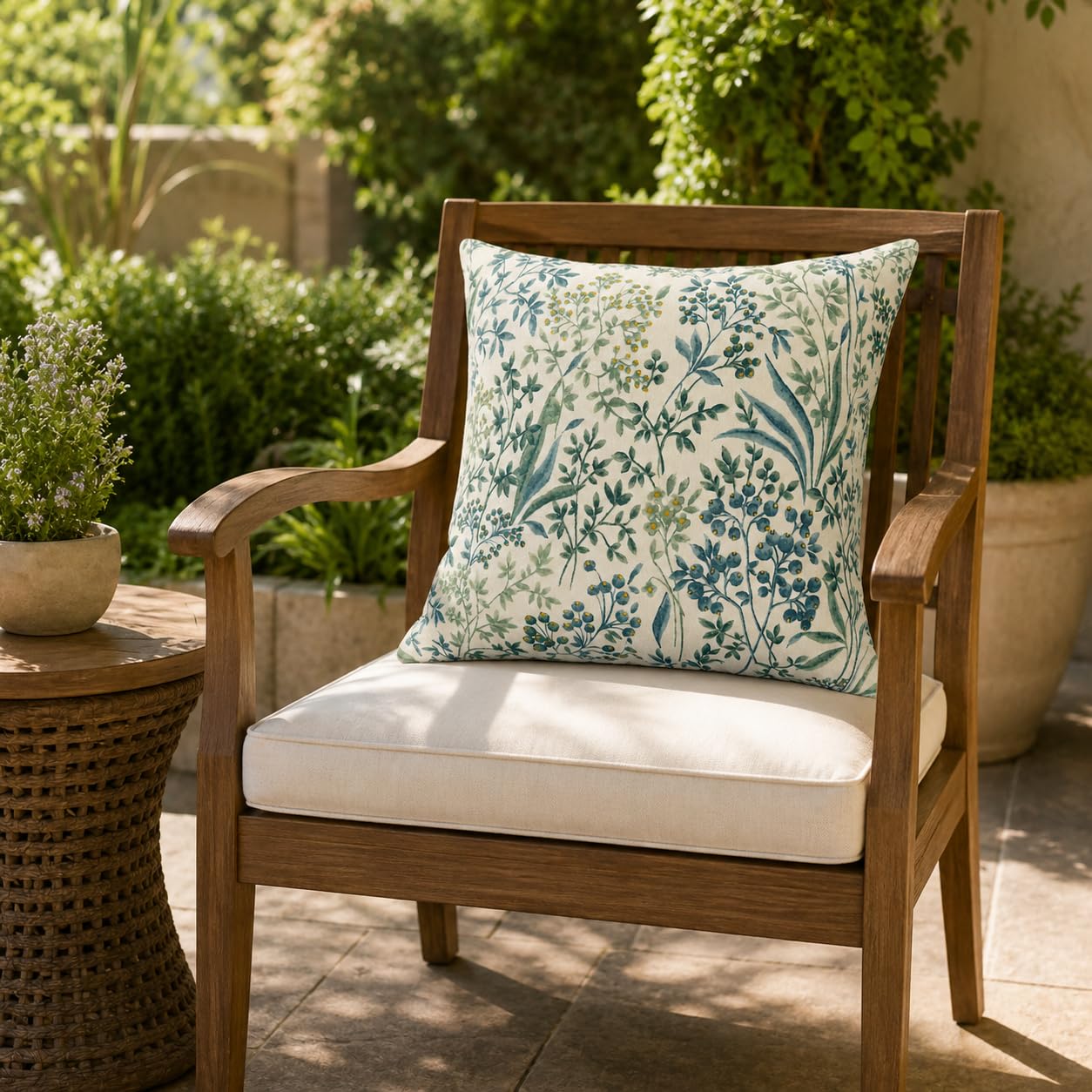 Two JMKaixin yellow pillows on patio furniture