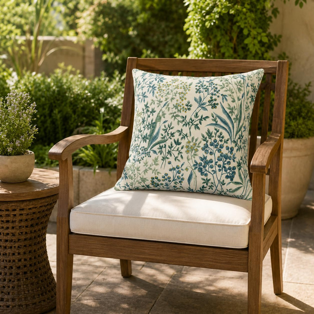 Two JMKaixin yellow pillows on patio furniture