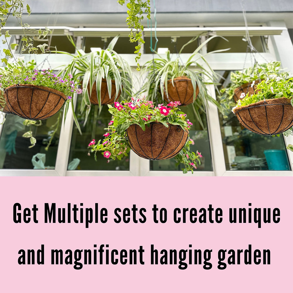 Two LáLáGreen hanging baskets ready to hang