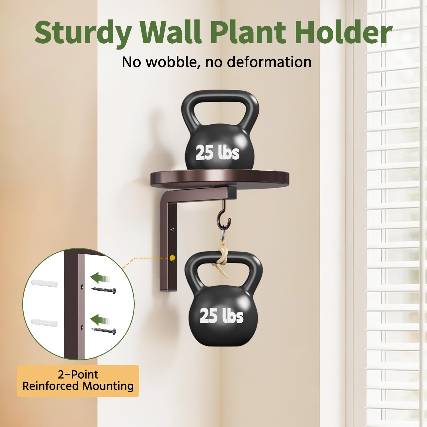 Two LASZOLA plant hangers installed indoors with plants and grow lights