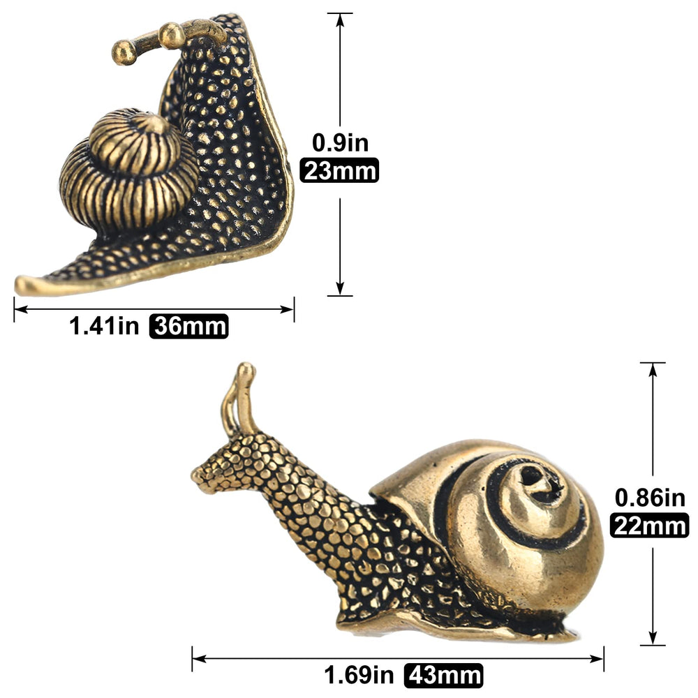 Two LCCCK Brass Snail Statues side view with antique finish