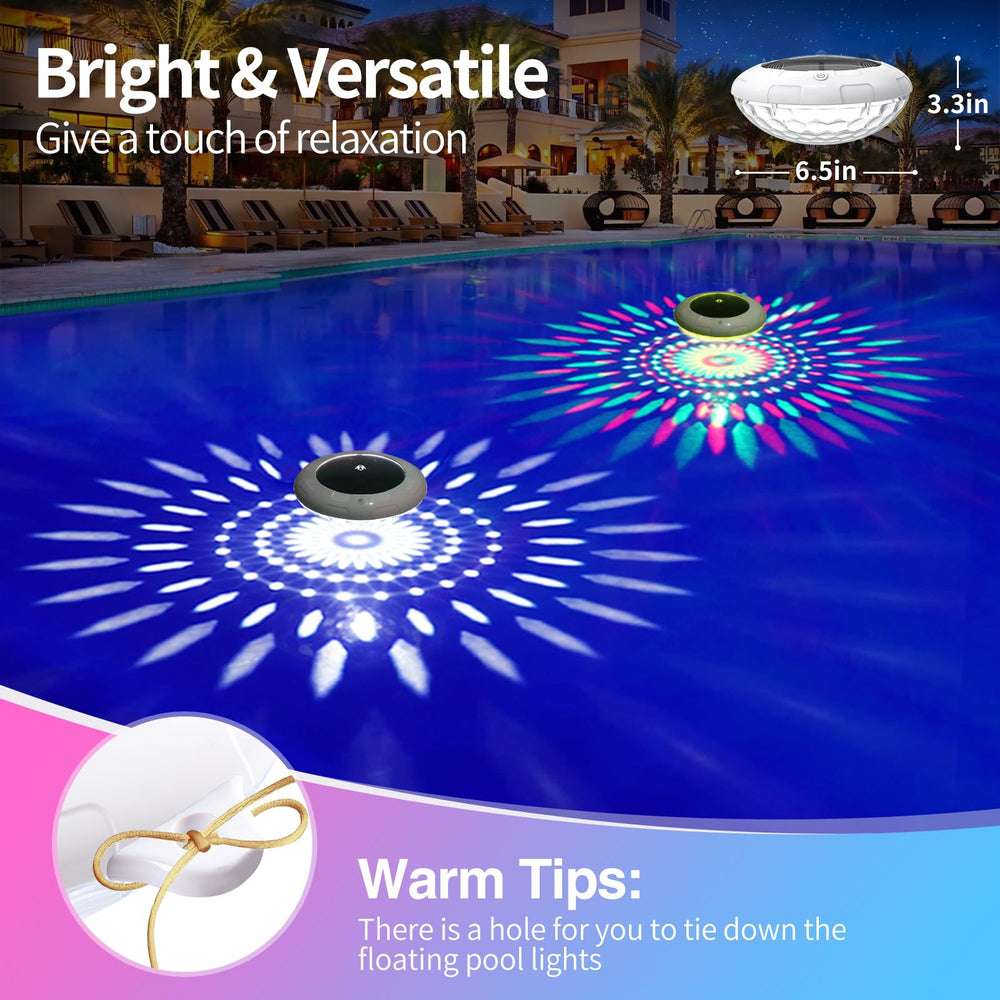 Two LENONE Floating Pool Lights together at night