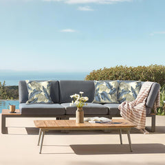 Two LVTXIII Outdoor Throw Pillow Covers side by side, showing pattern
