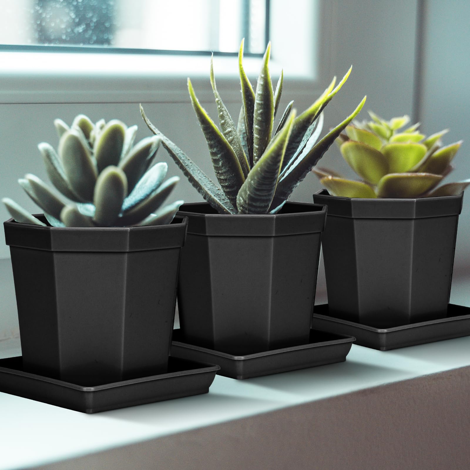 Two LWALRS 16-inch square plant saucers stacked