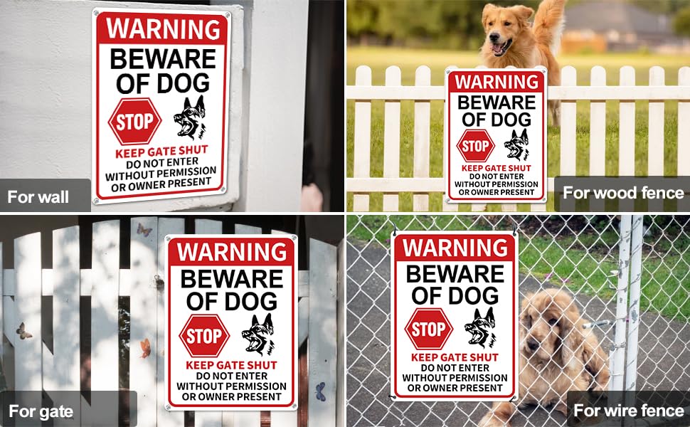 Two multiwins Beware of Dog Signs side by side