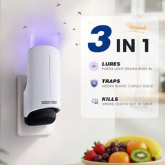 Two NocheVacia Plug-in Insect Traps with refill cards on a kitchen counter