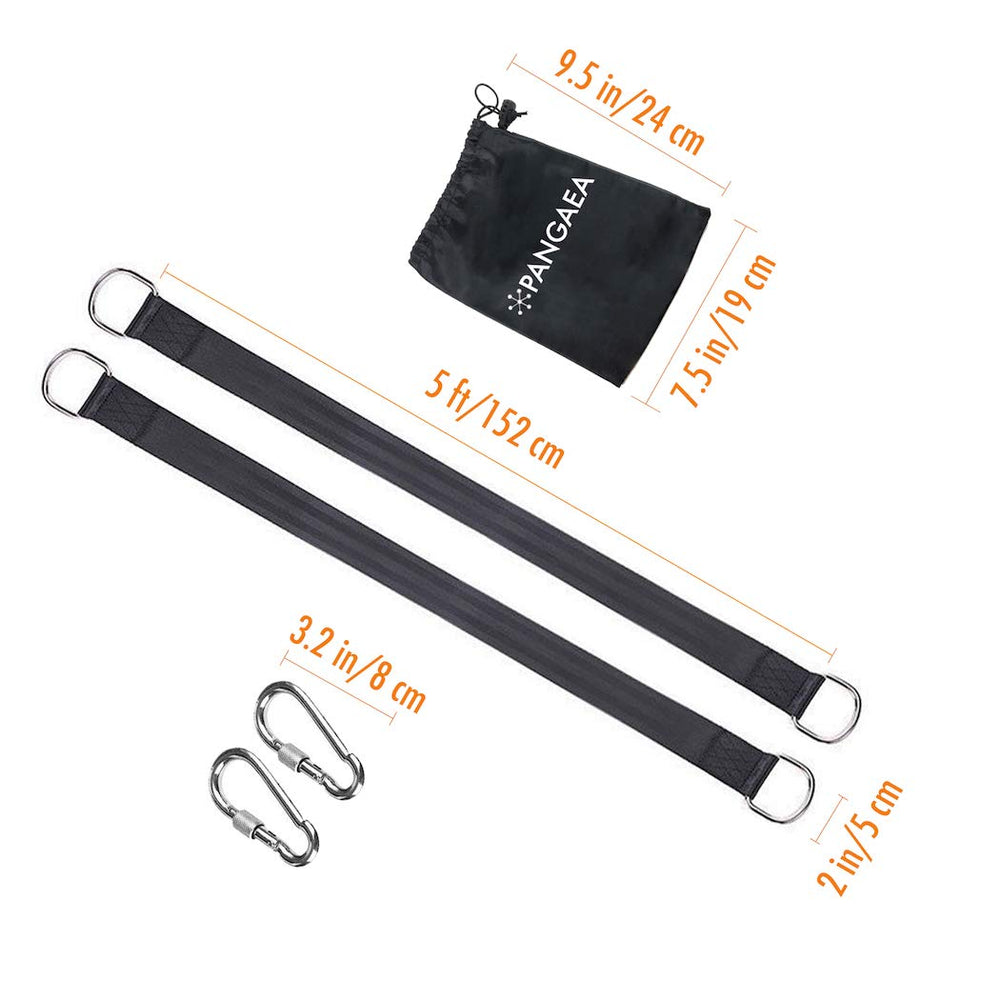 Two nylon straps of PANGAEA tree swing kit in black
