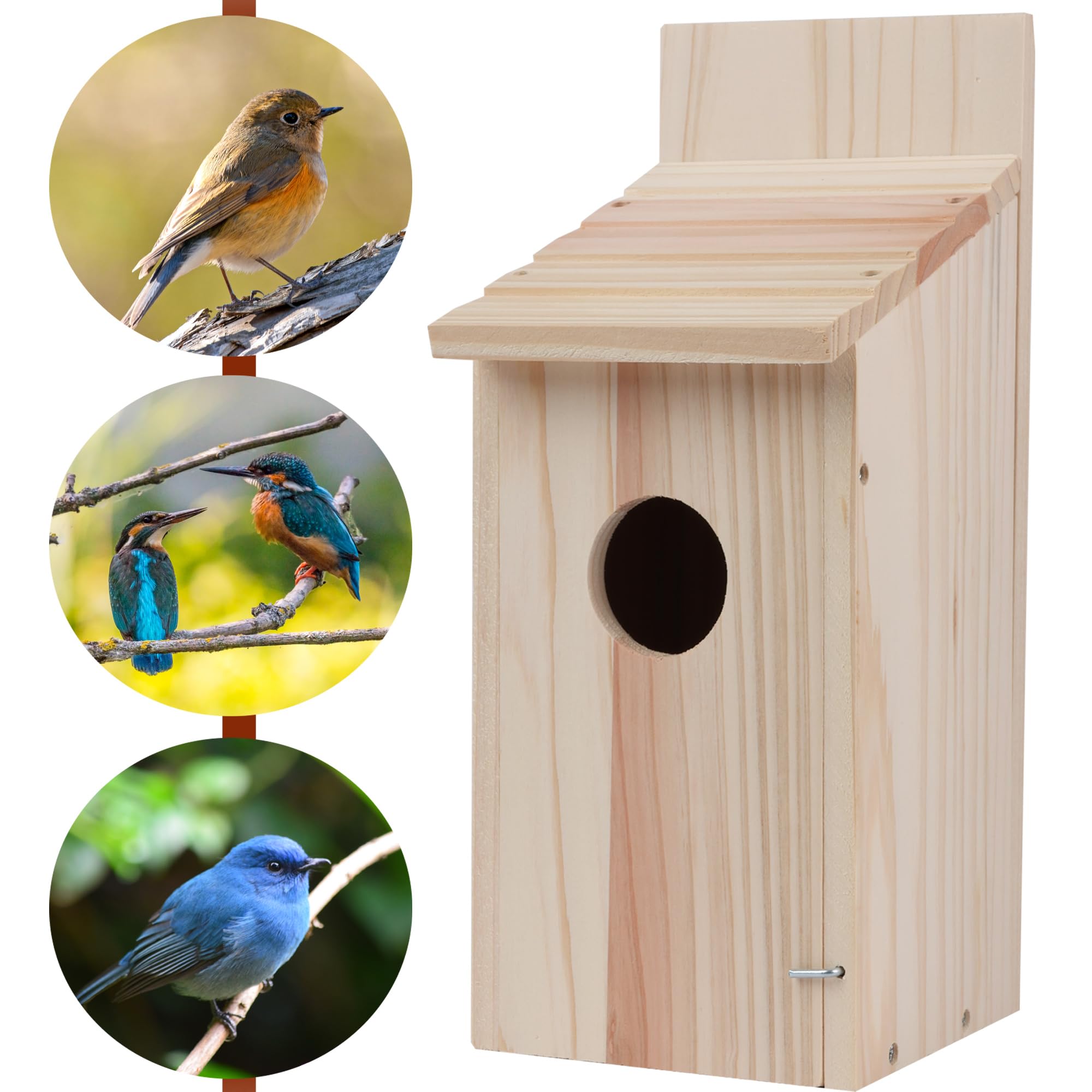 Two OceeK birdhouses in natural pine colour