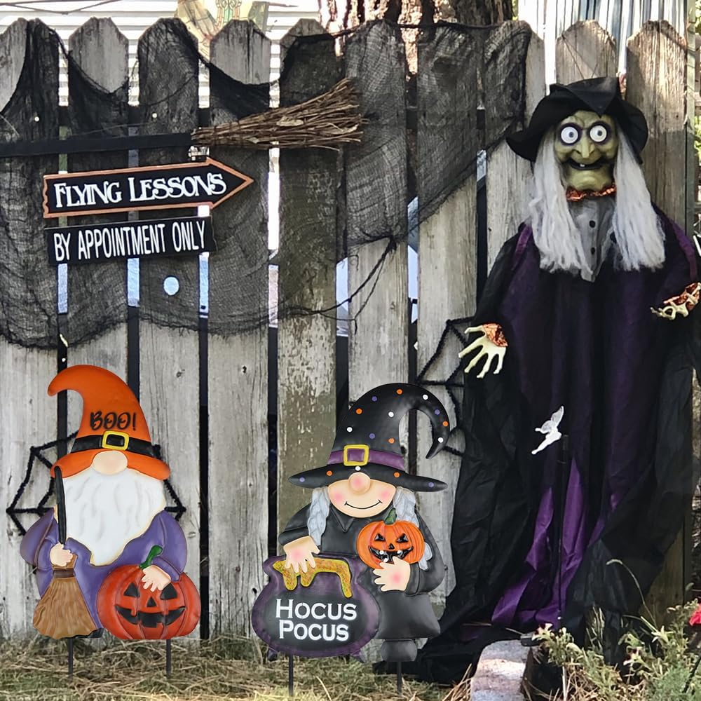 two-pack of hogardeck decorative garden stakes for Halloween