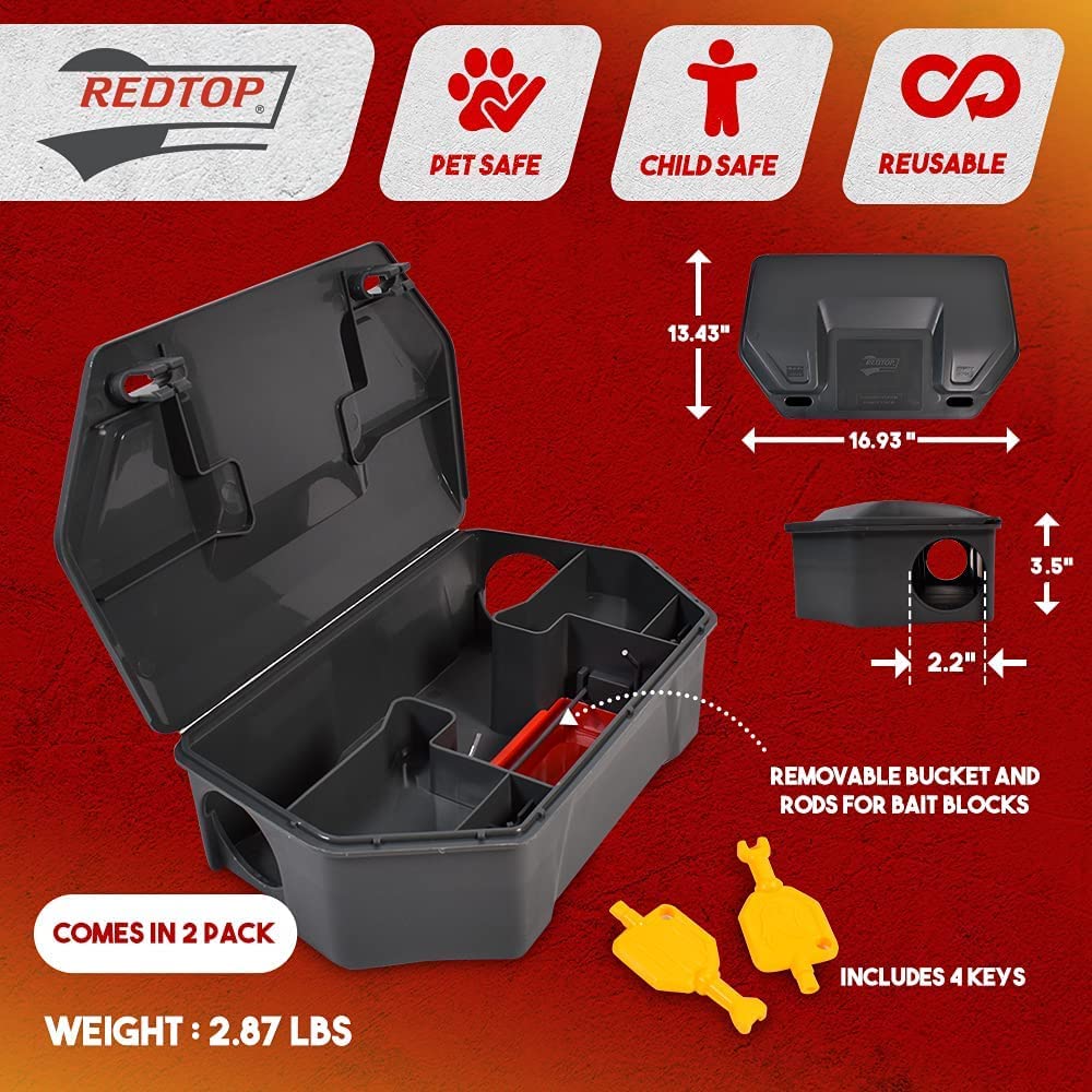 Two packs of Redtop Rat Bait Station side by side