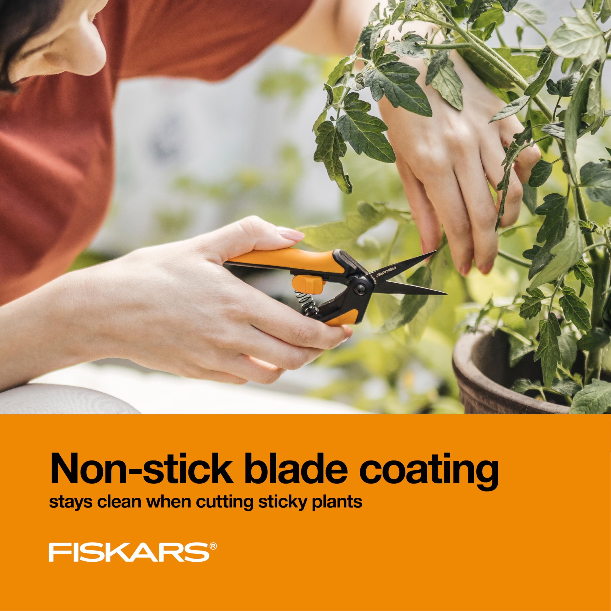 Two pairs of Fiskars Micro-Tip Pruning Snips with covers