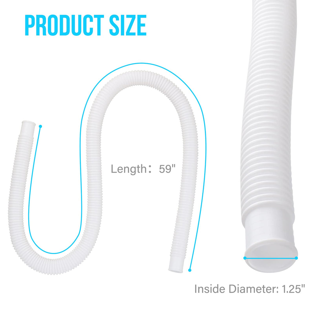 Two pieces of BEWAVE pool pump hoses with attached clamps