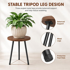 Two SAKSUN plant stands in walnut colour side by side
