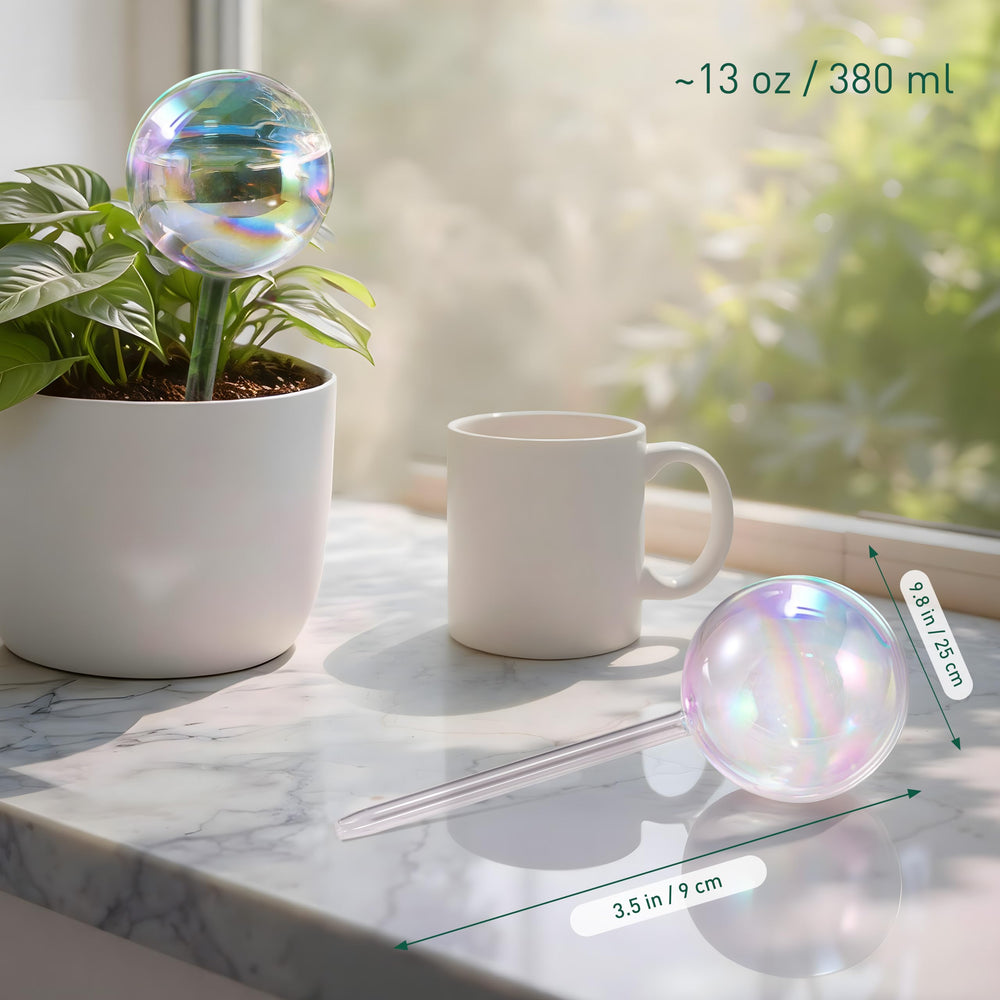 Two Soilagua Large Rainbow Plant Watering Globes displayed together