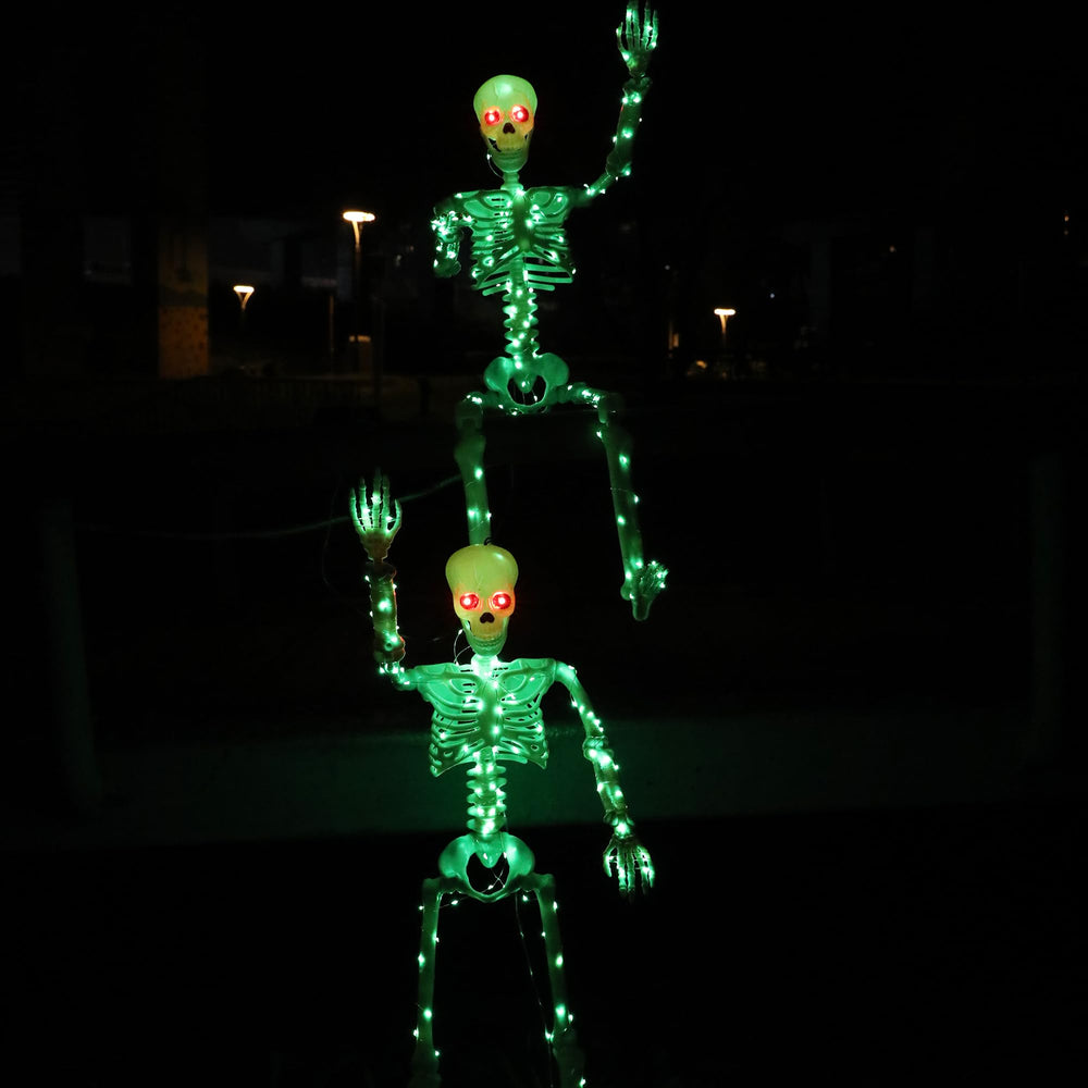 Two Starweeks skeletons displayed in a Halloween-themed setting