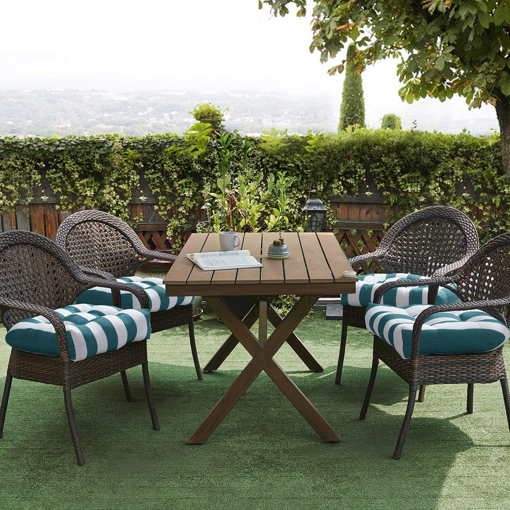 Two Sweet Home Collection Patio Chair Pads stacked together