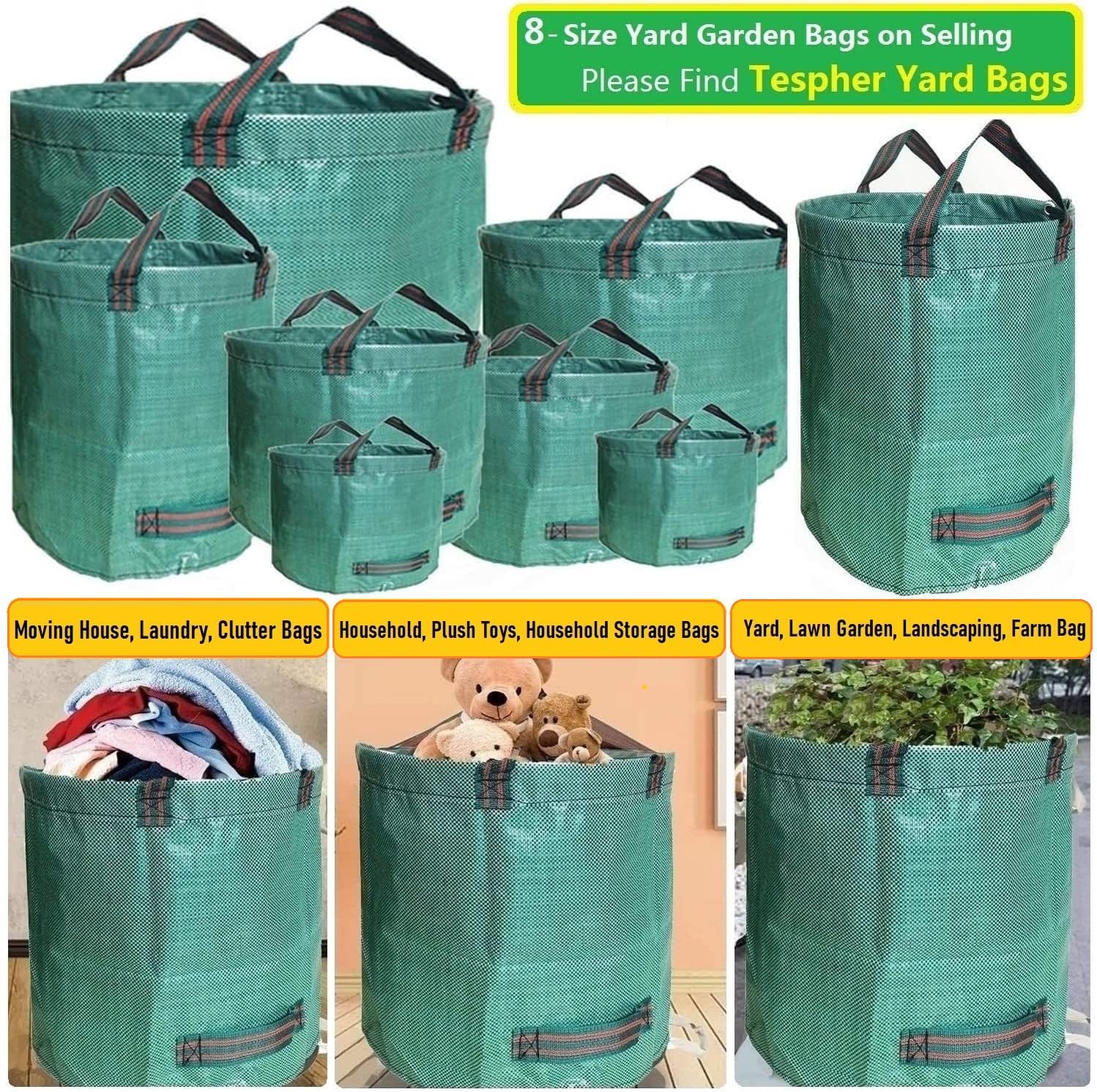 Two Tespher garden bags filled with yard debris